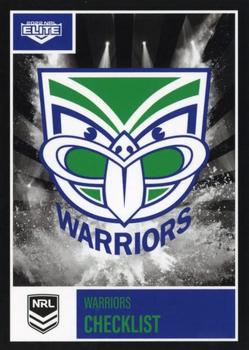 2022 NRL Elite #127 New Zealand Warriors Checklist Front